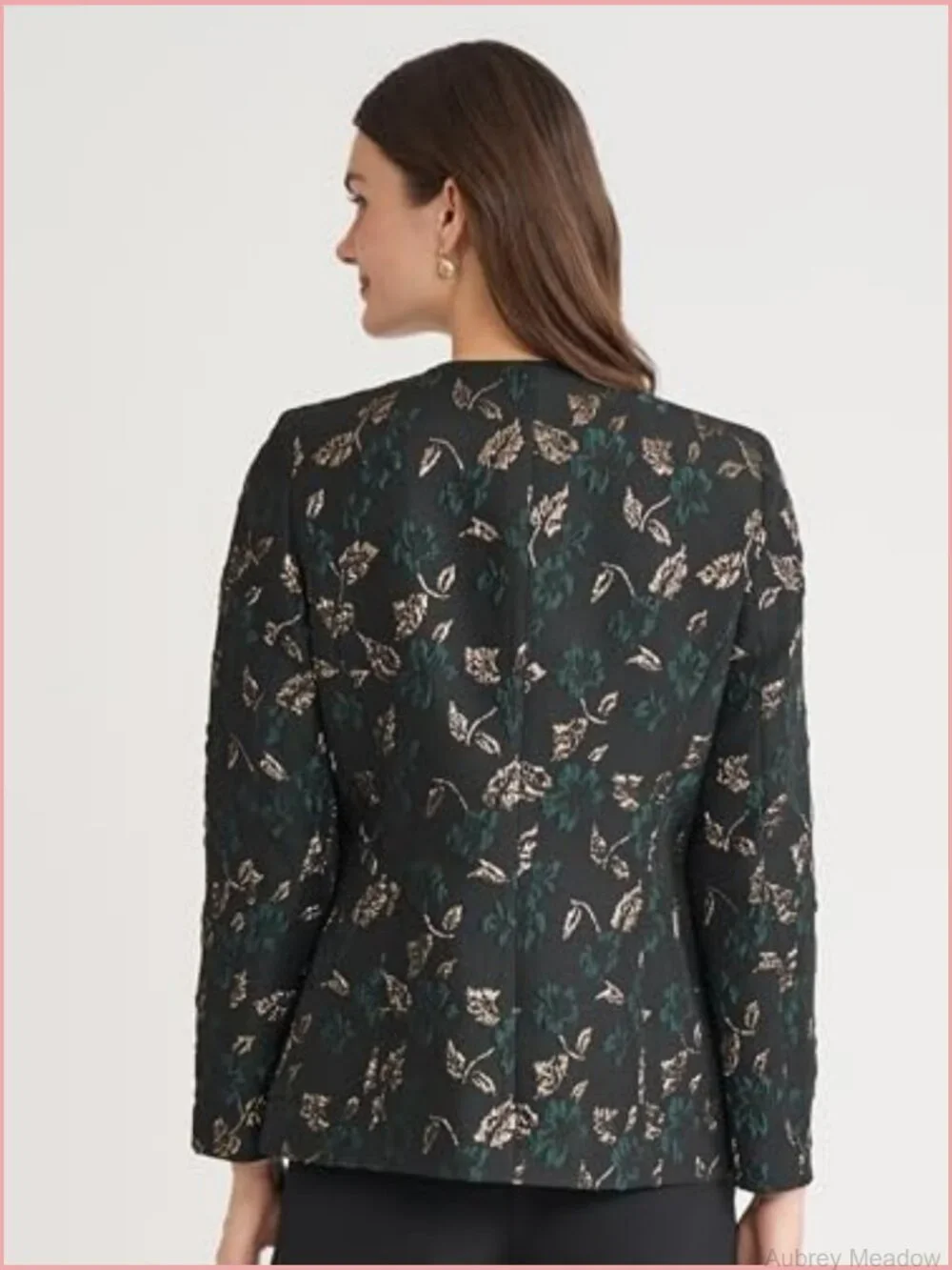 Collarless One-Button Jacquard Blazer Tailored Fit